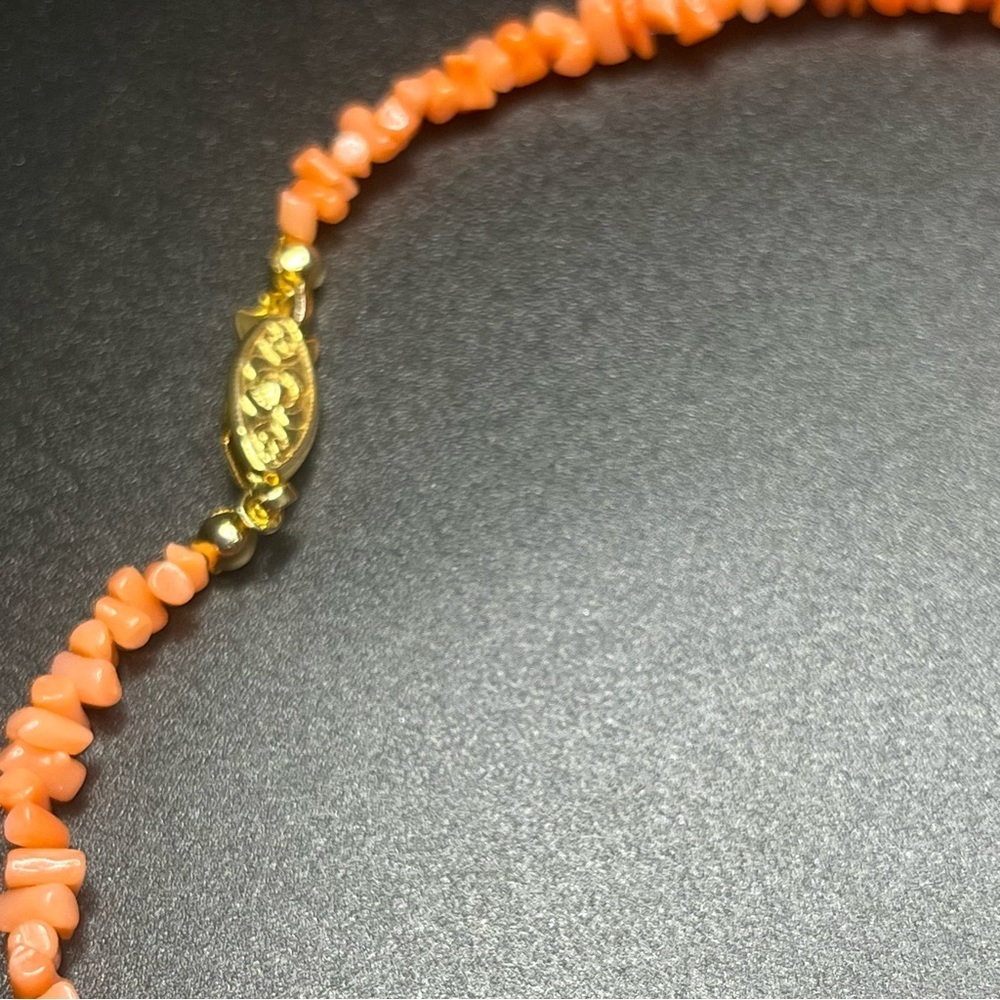 Natural branch coral necklace orange coral fringe statement. Vintage - Picture 8 of 10